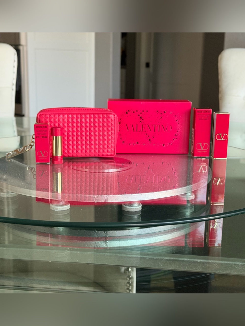 Valentino Rosso Lipstick Gift Set Satin 22R Matte 135R + Zip Pouch